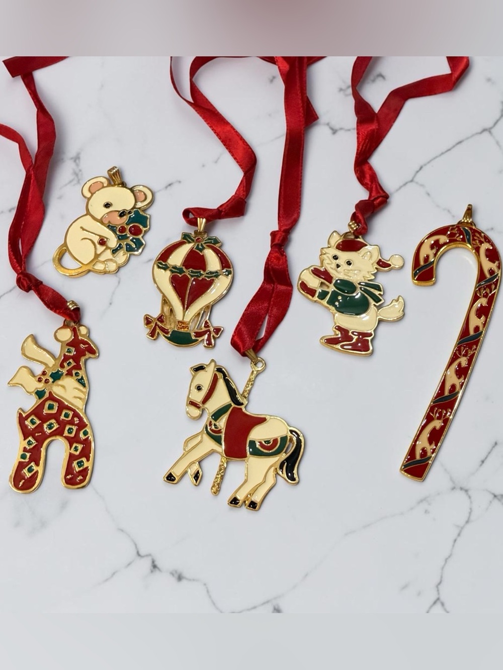 Wallace Christmas Cookie Ornament Candy Cane Pendant Lot of 6 Vintage